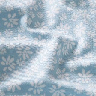 Baumwolljersey kleine Margeriten – hellblau | Reststück 50cm,