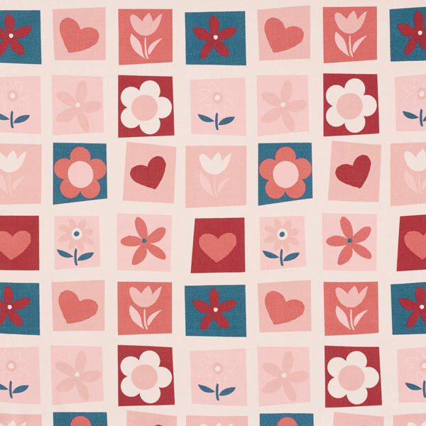 Baumwolljersey Blumen Memorykarten – sand/lachs | Reststück 100cm