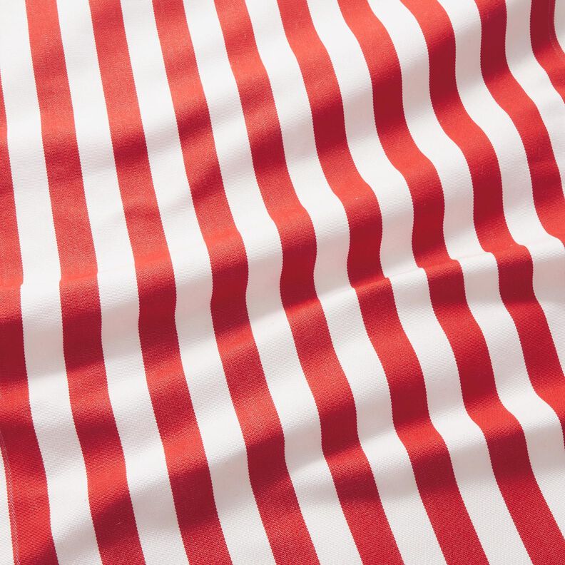 Outdoor Liegestuhlstoff Längsstreifen 44 cm – feuerrot/weiss,  image number 2