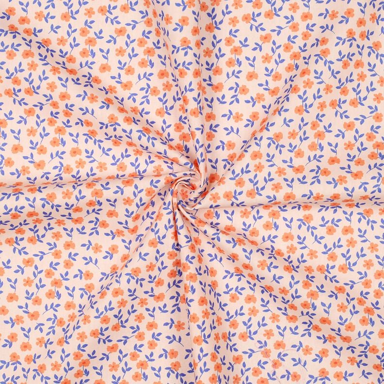GOTS Baumwollpopeline Streublümchen | Poppy Fabrics – natur/pfirsichorange, image number 4