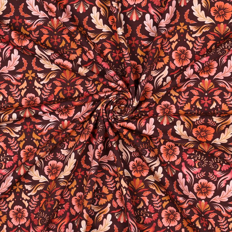 Baumwolljersey Blumen Digitaldruck – bordeauxrot, image number 3