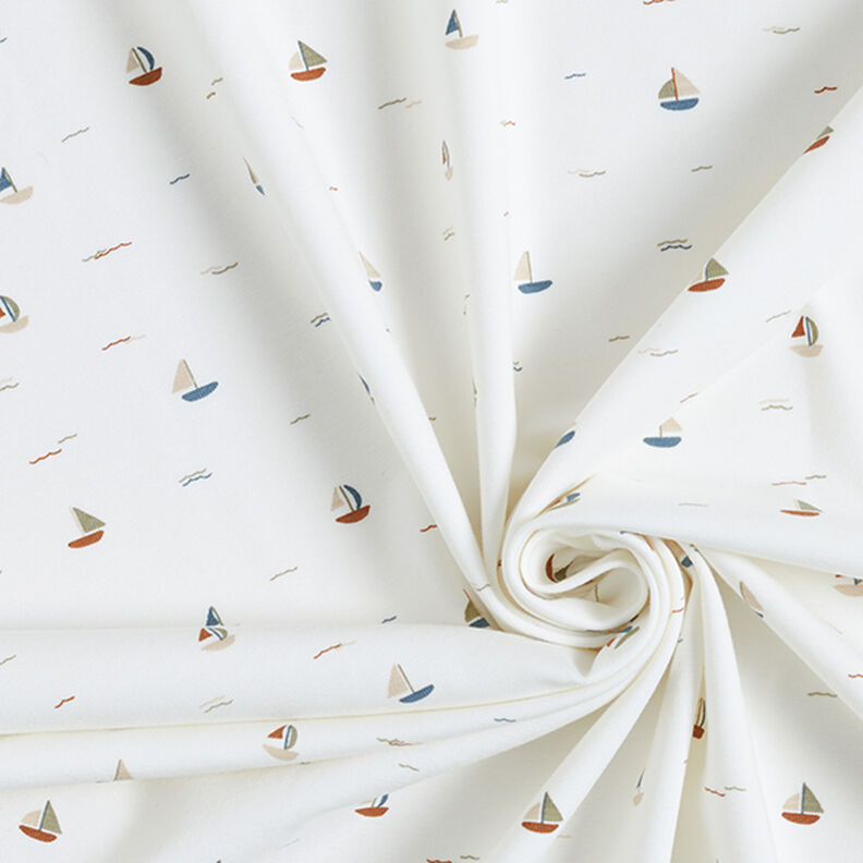 Baumwolljersey Segelbötchen – wollweiss | Reststück 100cm,  image number 3