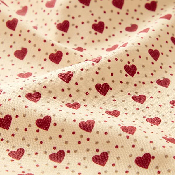 Beschichtete Baumwolle Herzen – hellbeige/rot – Muster,  image number 3