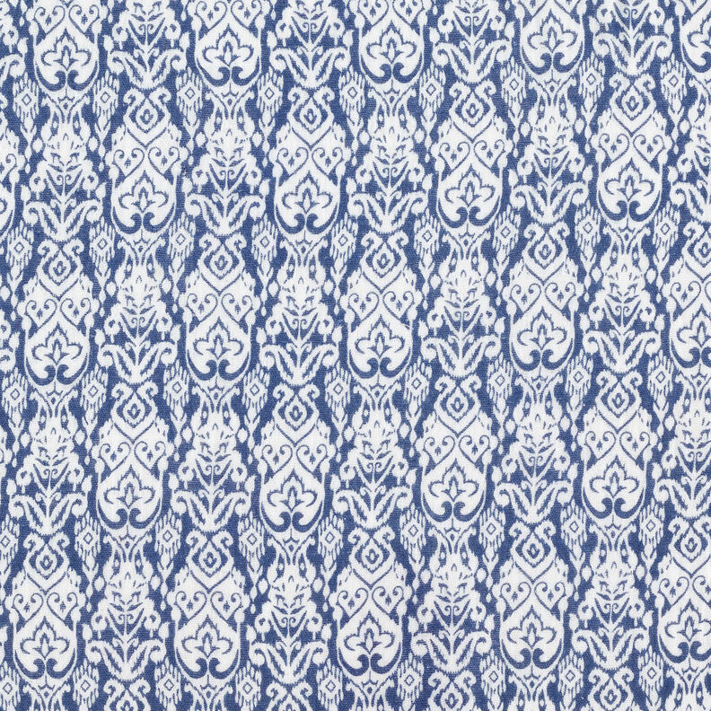Musselin/ Doppel-Krinkel Gewebe traditionelles Muster – weiss/indigo,  image number 1