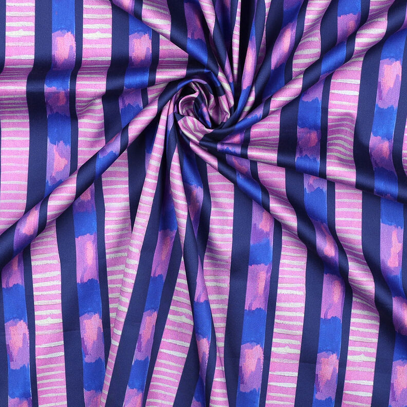 Baumwollsatin Streifen | Nerida Hansen – marineblau/pink,  image number 4