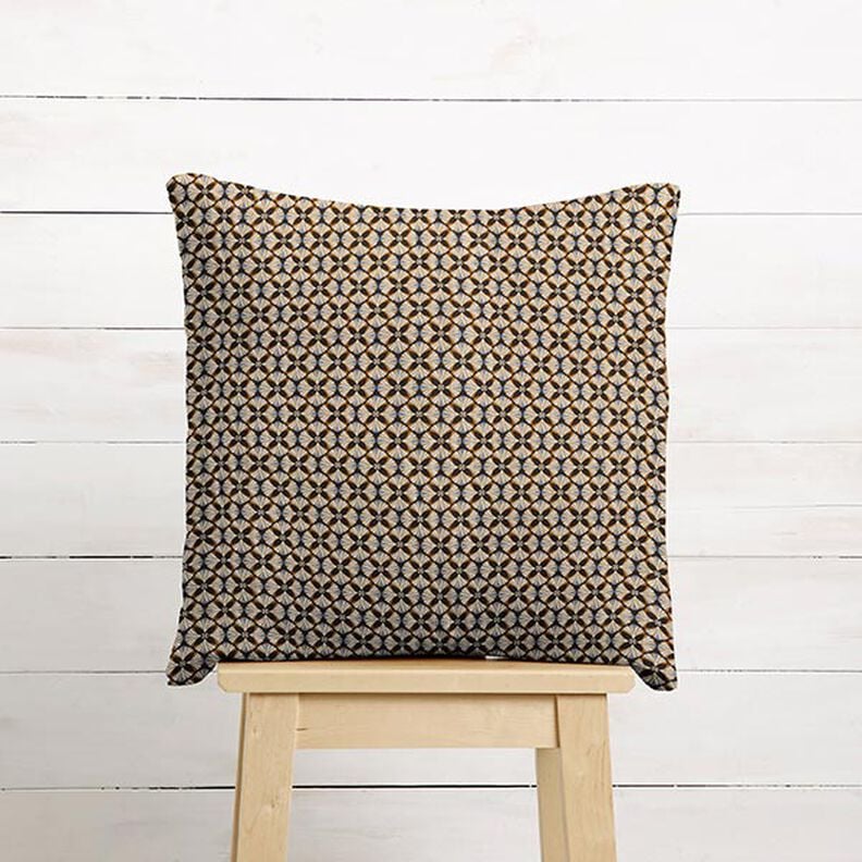 Baumwollstoff Cretonne Blumen-Kacheln – schwarz/helltaupe, image number 6