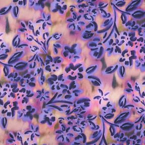 Baumwollsatin Aquarellblumen Digitaldruck | Poppy Fabrics – cashew/lila, 