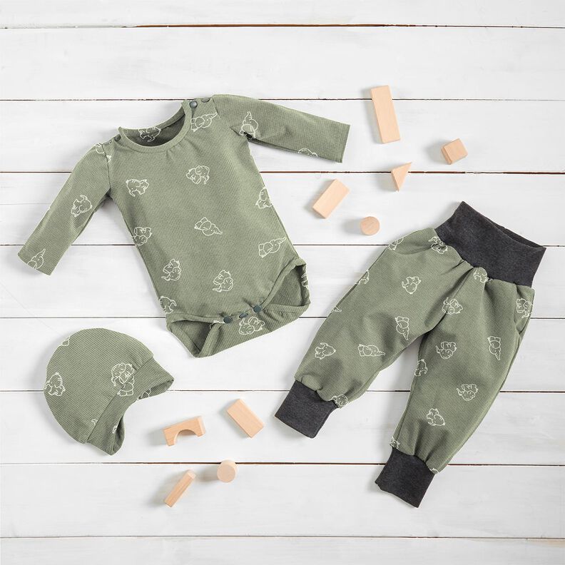 Waffeljersey Baby Elefanten – greige, image number 7