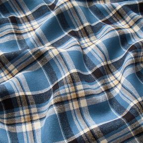 Baumwollflanell Karo – jeansblau/schwarz, 