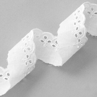 Feston Spitzenband Blätter [ 30 mm ] – weiss, 