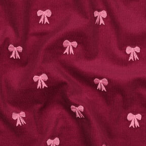 Babycord gestickte Schleifen | Poppy Fabrics – karminrot, 