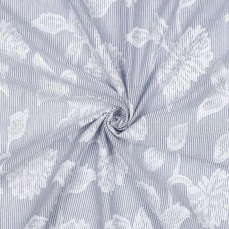 Baumwoll Jacquard Streifen & Blumen buntgewebt &ndash; weiss/blau,  image number 3