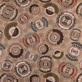 Dekostoff Jacquard elegantes Mandala – dunkeltaupe/burgunder, 