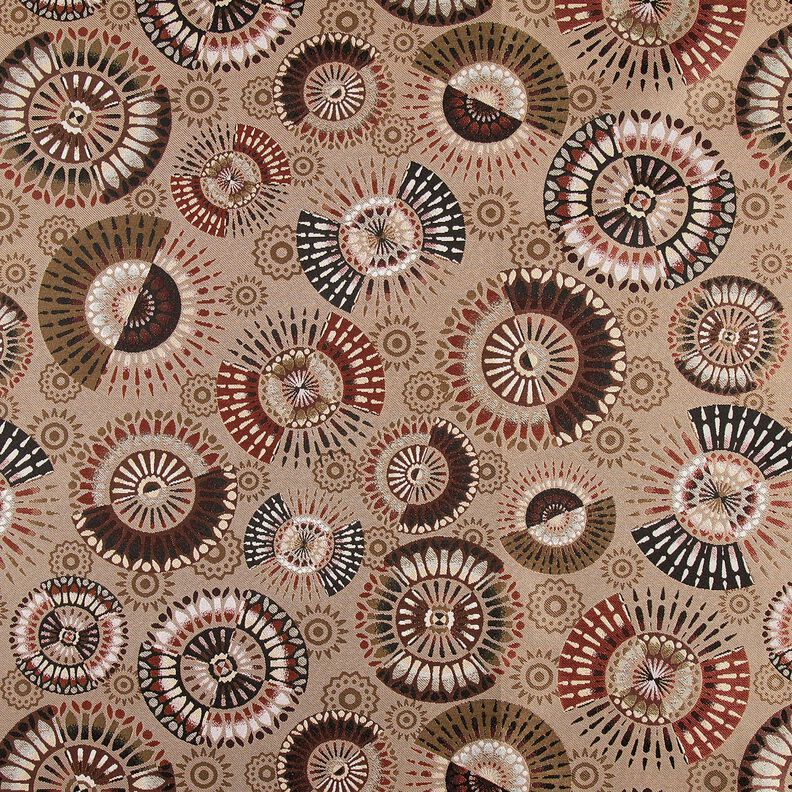 Dekostoff Jacquard elegantes Mandala – dunkeltaupe/burgunder, image number 1