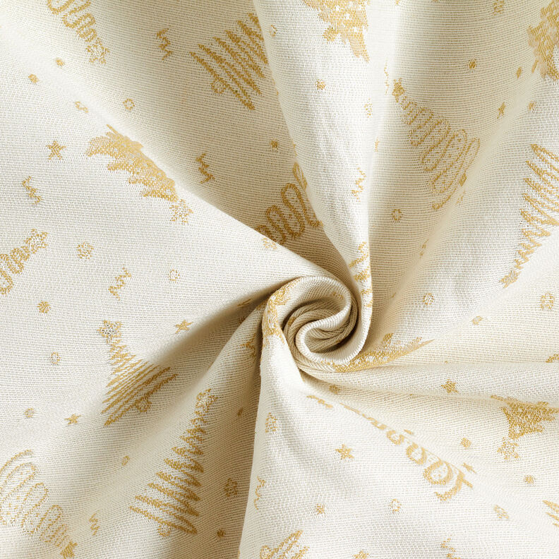 Dekostoff Jacquard Lurex Tannenbäumchen – hellbeige/gold,  image number 3