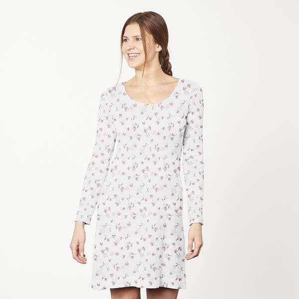 GOTS Baumwolljersey Aquarell-Blümchen – nebelgrau/roségold, image number 6