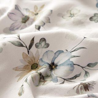 Bio Baumwolljersey große Aquarell-Blumen – nebelgrau/aquablau, 