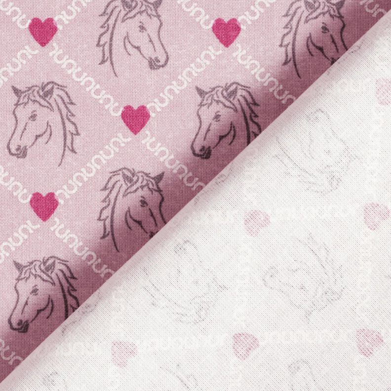 Baumwollstoff Cretonne Pferde und Herzen rosa – rosa,  image number 4