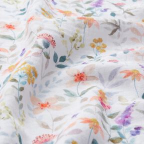 Musselin/ Doppel-Krinkel Gewebe Aquarell Blumenwiese Digitaldruck | Poppy Fabrics – weiss, 