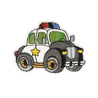 Applikation Polizeiauto [ 4 x 4 cm ] – wollweiss/schwarz, 