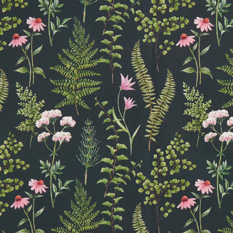 Outdoorstoff Canvas Blätter und Blüten – dunkelgrün/pastellviolett,  image number 1