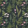 Outdoorstoff Canvas Blätter und Blüten – dunkelgrün/pastellviolett,  thumbnail number 1