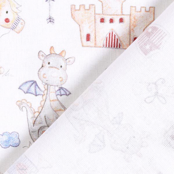 Baumwollpopeline Ritter & Drachen – weiss – Muster, image number 5