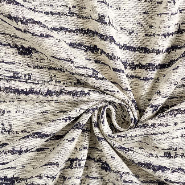 Strickjacquard Glitzer Querlinien – wollweiss/nachtblau | Reststück 100cm