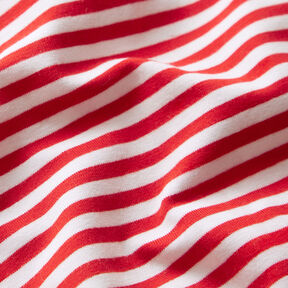 Baumwolljersey schmale Streifen – rot/weiss, 