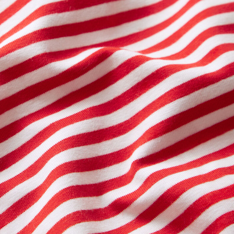 Baumwolljersey schmale Streifen – rot/weiss,  image number 2