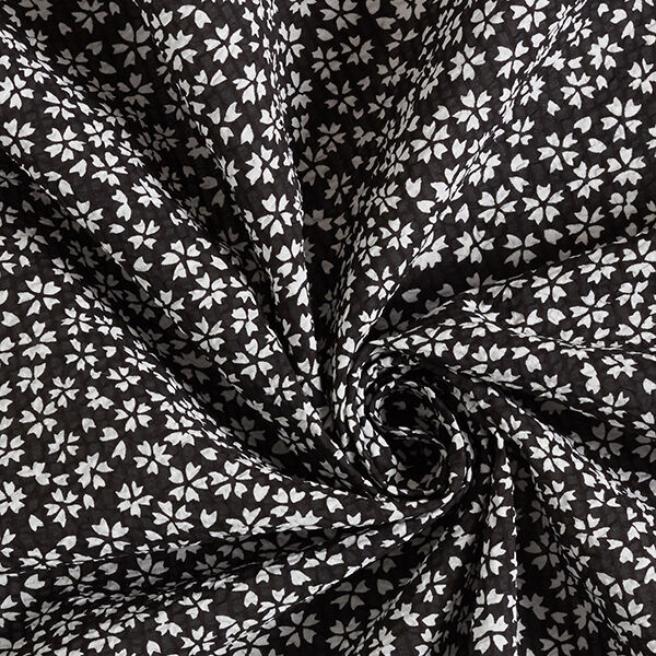 Seersucker Millefleurs – schwarz/weiss | Reststück 50cm