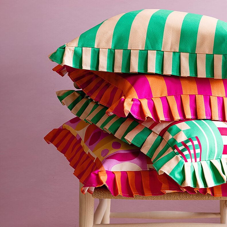 Dekostoff Halbpanama bunte Variationen – hellgelb/pastellviolett, image number 6