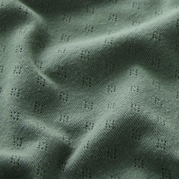 Feinstrickjersey mit Lochmuster – dunkelgrün | Reststück 50cm