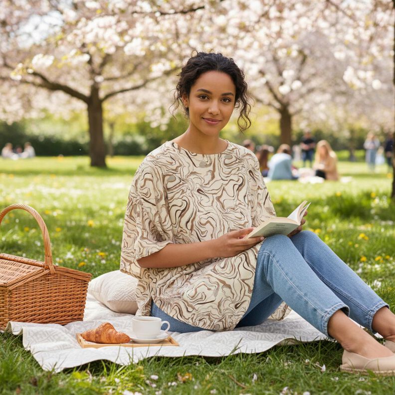 Leinen-Mix Marmor &ndash; mandel/mocca,  image number 5