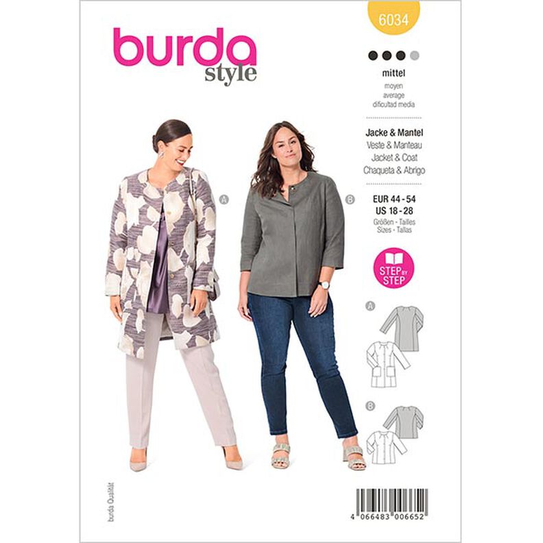 Plus-Size Mantel / Jacke | Burda 6034 | 44-54,  image number 1