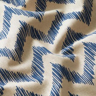 Dekostoff Halbpanama Zacken – natur/marineblau, 