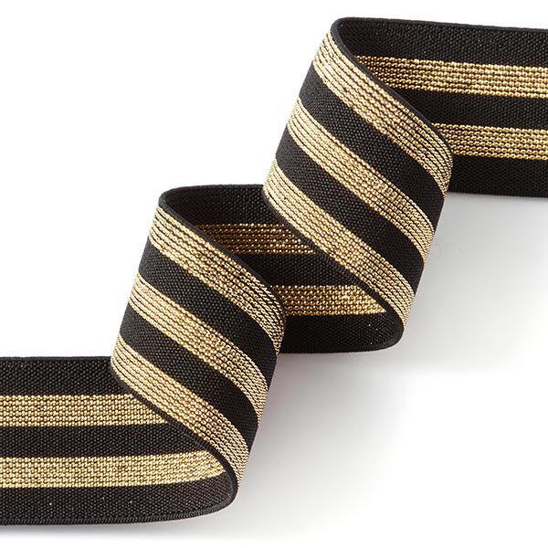 Gestreiftes Gummiband [40 mm] – schwarz/gold