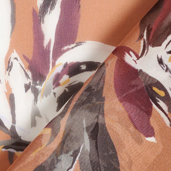 Seiden-Chiffon gemalte Blumen – braun, image number 6