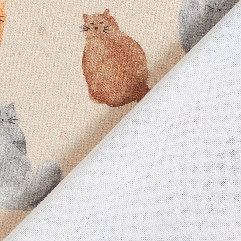 Dekostoff Halbpanama gemalte Katzen – hellbeige,  image number 4