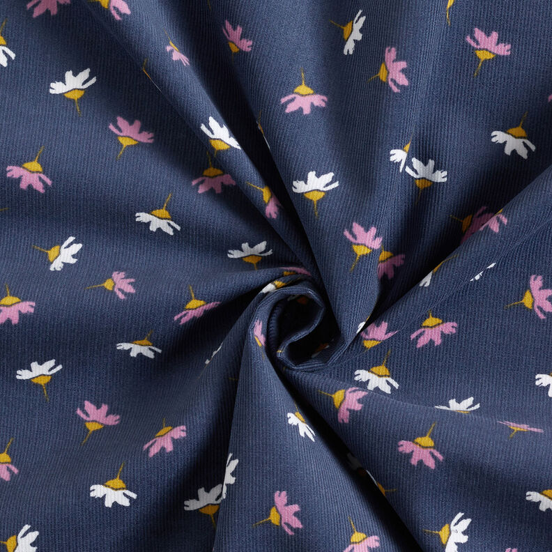 Babycord kleine Blümchen – marineblau,  image number 3
