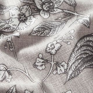 Dekostoff Halbpanama opulente Pflanzen – seidengrau, 