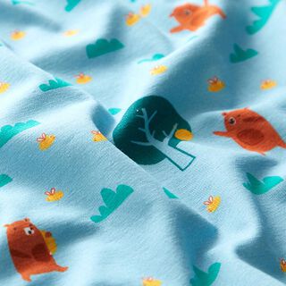Baumwolljersey Biene und Bär | PETIT CITRON – hellblau | Reststück 50cm