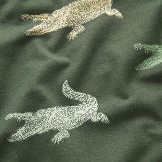 Baumwolljersey Krokodile – dunkelpinie, 