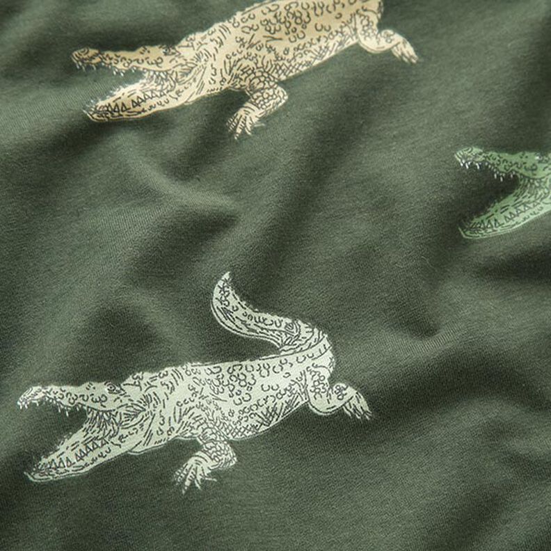 Baumwolljersey Krokodile – dunkelpinie,  image number 2