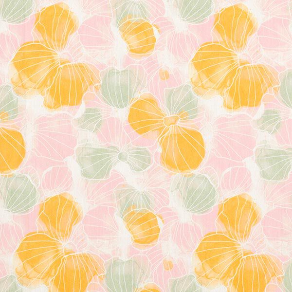 GOTS Batist Muschel-Blumen | Tula – wollweiss/pastellgrün | Reststück 50cm