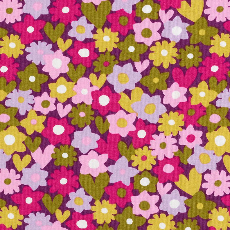 Baumwolljersey bunte Blumen | Poppy Fabrics – traube,  image number 1