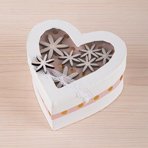 Pappmaschee Geschenkbox mit Schütteldeckel Herz [S] | Rayher – weiss,  image number 2