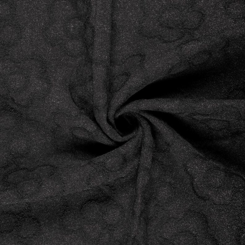 Mantelstoff erhabene Blumen – schwarz,  image number 3