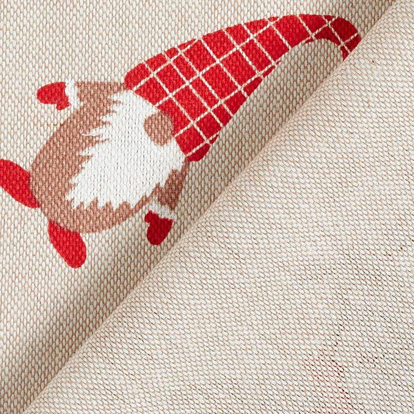 Dekostoff Halbpanama Wichtel – beige/rot | Reststück 50cm
