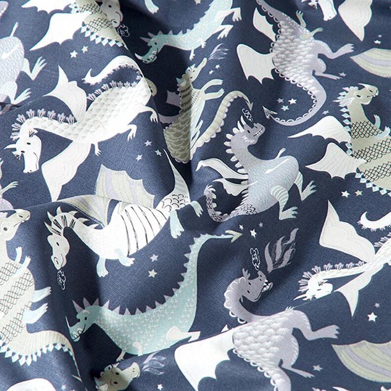 Baumwollstoff Cretonne Drachen & Ungeheuer – anthrazit/grün,  image number 2